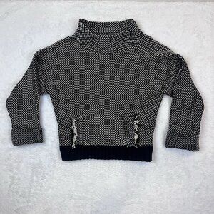 Tracy Reese New York Womens Cotton Blend Crochet Crop Sweater Size M Black Cream